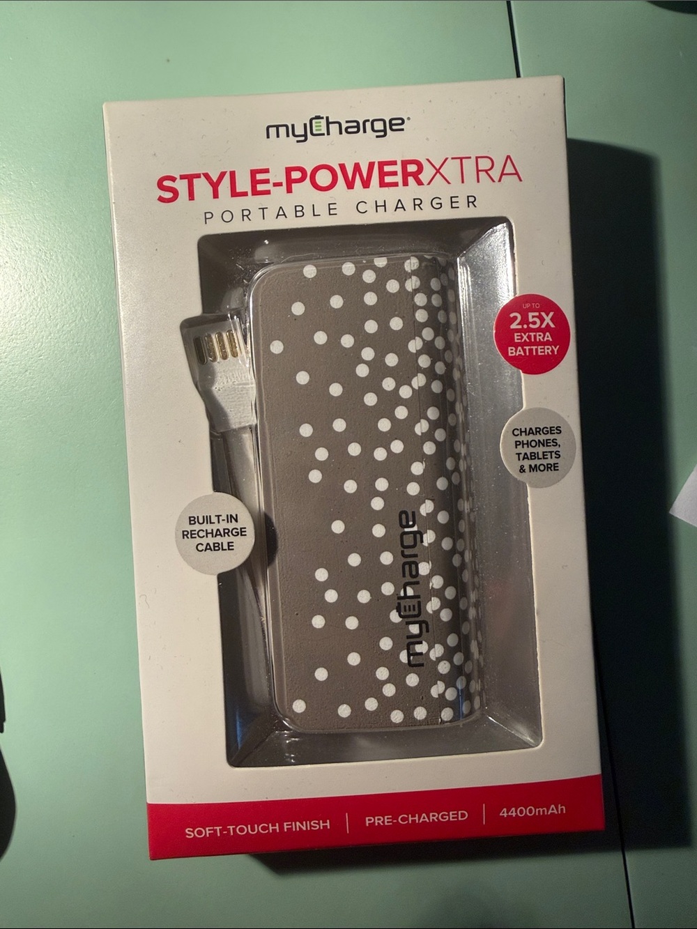 Style-Power XTRA Portable Charger - Brown with White Dots